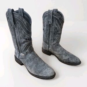 Vaccari Gray Distressed Boots Men's Size 9.5 Cowboy Leather Almond Toe 6269